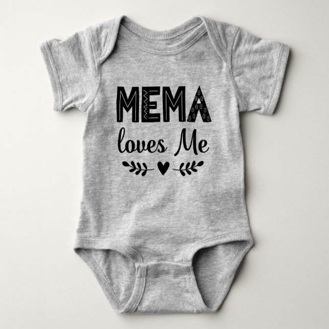 Mema Loves Me Gift for Grandchild Baby Bodysuit (Front)