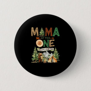 Mema of the one happy camper 1st birthday camping 6 cm round badge