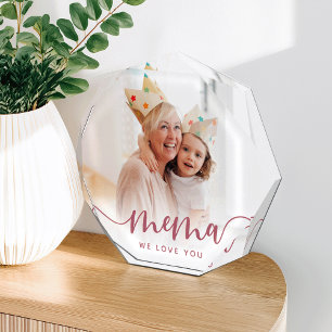 Mema We Love You   Grandma Script Overlay Photo Block