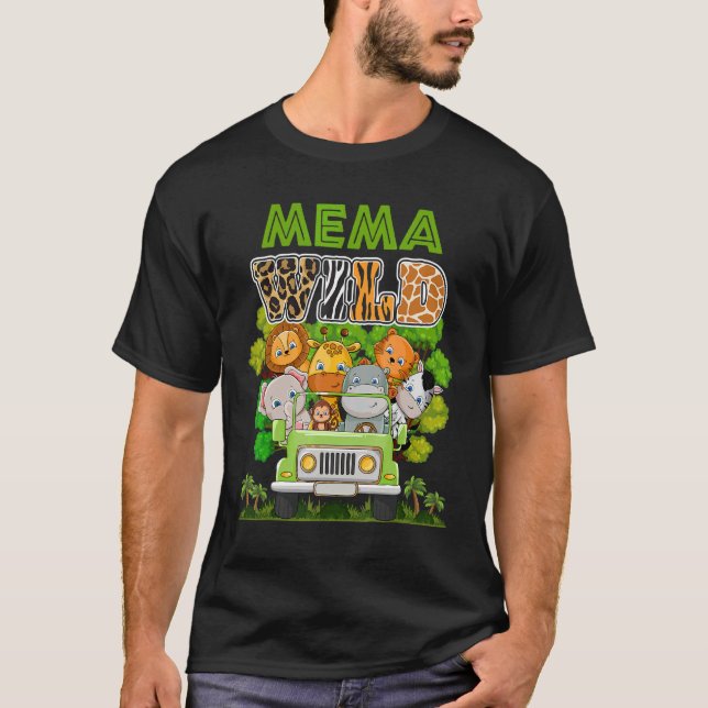 Mema Wild Zoo Theme Birthday Truck Safari Jungle M T-Shirt (Front)