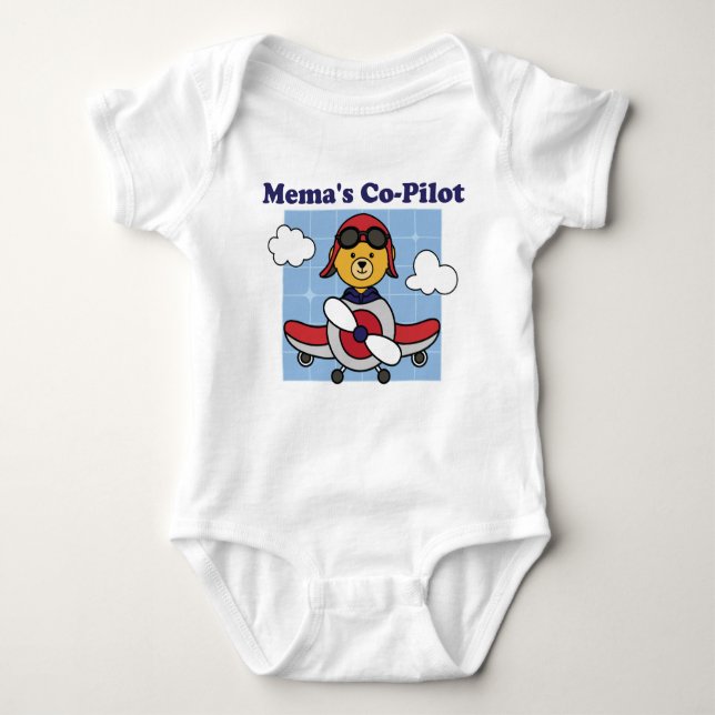 Mema's Co-Pilot - Cute Aeroplane Baby Bodysuit (Front)