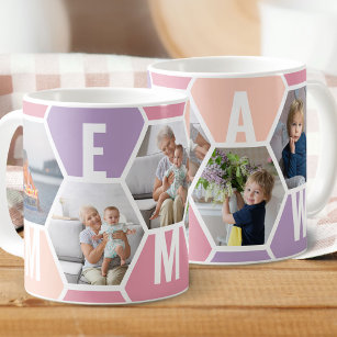 MEMAW 5 Photo Editable 5 Letter Honeycomb Coffee Mug