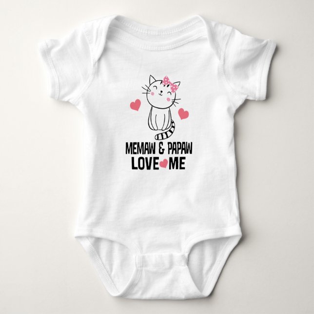 Memaw And Papaw Granddaughter Cat Baby Bodysuit (Front)