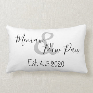 Memaw and Paw Paw Established Date Lumbar Cushion