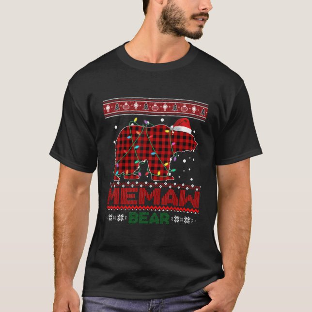 Memaw Bear Christmas Pajama Family Gift Memaw Bear T-Shirt (Front)