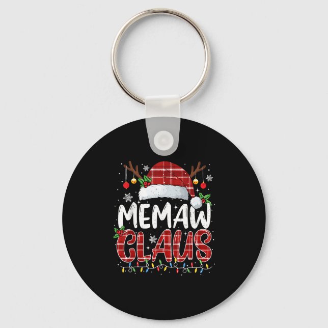 Memaw Claus Christmas Lights Pajama Family Matchin Key Ring (Front)
