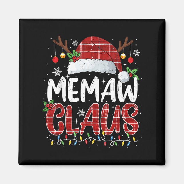 Memaw Claus Christmas Lights Pajama Family Matchin Magnet (Front)