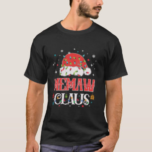 Memaw Claus Xmas Lights Santa Hat Pajama Family Ma T-Shirt