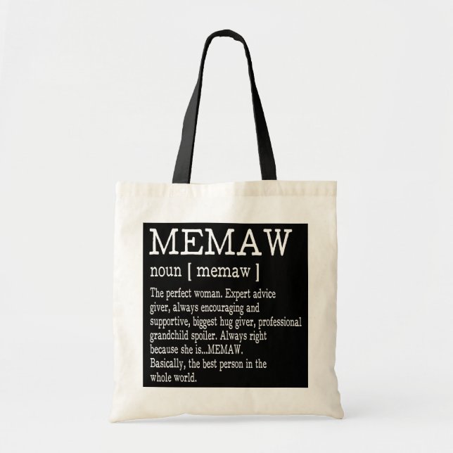 memaw definition memaw dictionary grandma mors tote bag (Front)