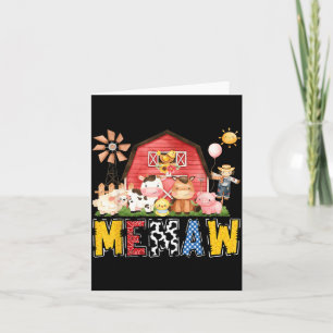 Memaw Farm Cow Birthday Boy Matching Family Party Card