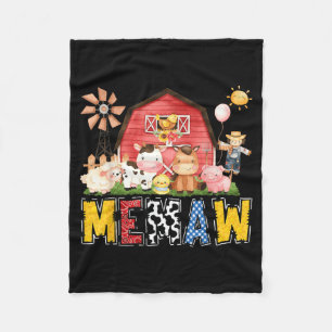 Memaw Farm Cow Birthday Boy Matching Family Party Fleece Blanket