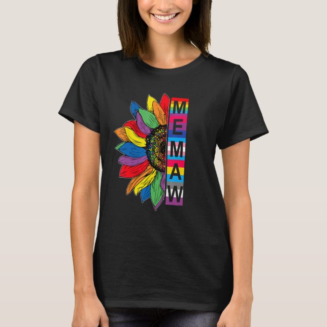 Memaw LGBTQ Gay Pride Sunflower T-Shirt (Front)