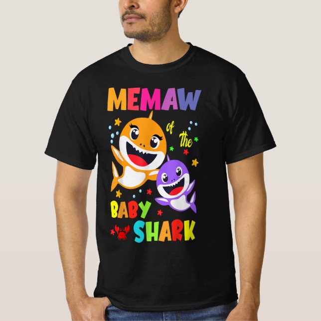 Memaw Of The Baby Shark Birthday Memaw Shark T-Shirt (Front)