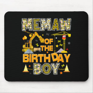 Memaw of the birthday boy construction worker mouse pad