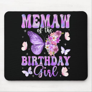 Memaw Of The Birthday Girl Butterfly Family Mouse Pad
