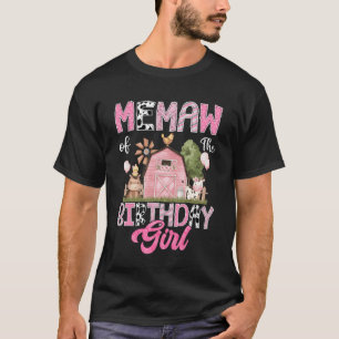 Memaw of The Birthday Girl Farm Cow Pink 1St Birth T-Shirt