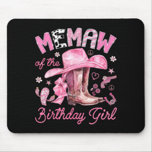 Memaw of the birthday girl pink cowgirl western mouse pad