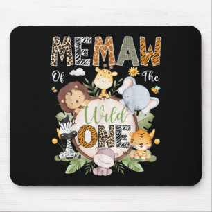 Memaw Of The Wild One 1st Birthday Jungle Safari A Mouse Pad