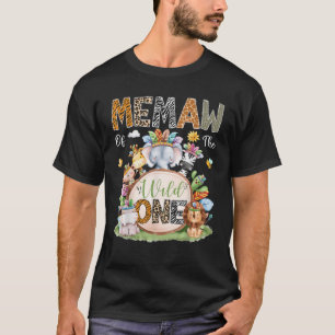 Memaw Of The Wild One Safari Tribal Animal 1St Bir T-Shirt