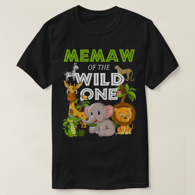 Memaw of the Wild One Zoo Birthday Safari Jungle A T-Shirt (Design Front)