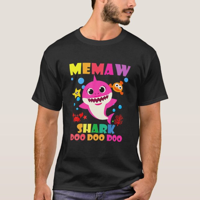 Memaw Shark Doo Doo Funny Baby Mummy Daddy Kids T-Shirt (Front)