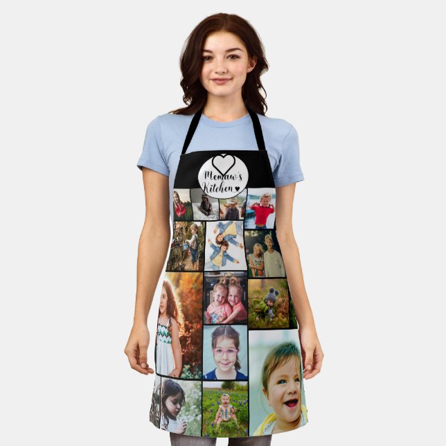 Memaw's Kitchen Quote Cute Grandkids Photo Collage Apron (Worn)
