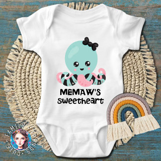 Memaw's Sweetheart Kawaii Octopus Baby Bodysuit