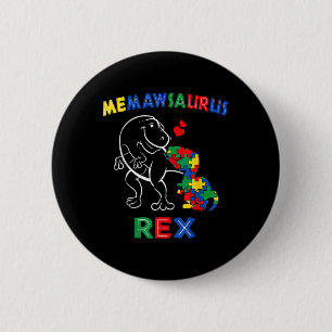 Memawsaurus Autism Awareness Memaw Dinosaur Dino G 6 Cm Round Badge