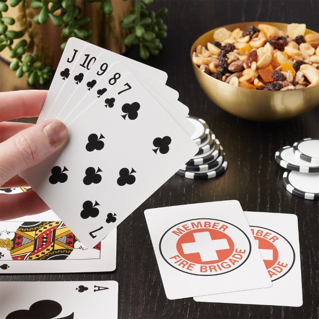 Member Fire Brigade Sign Red Cross Firefighter Playing Cards (Creator Uploaded)