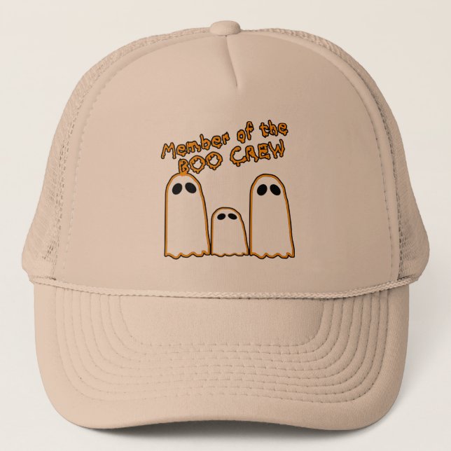 Member of the BOO CREW Funny Ghost Design Trucker Hat (Front)