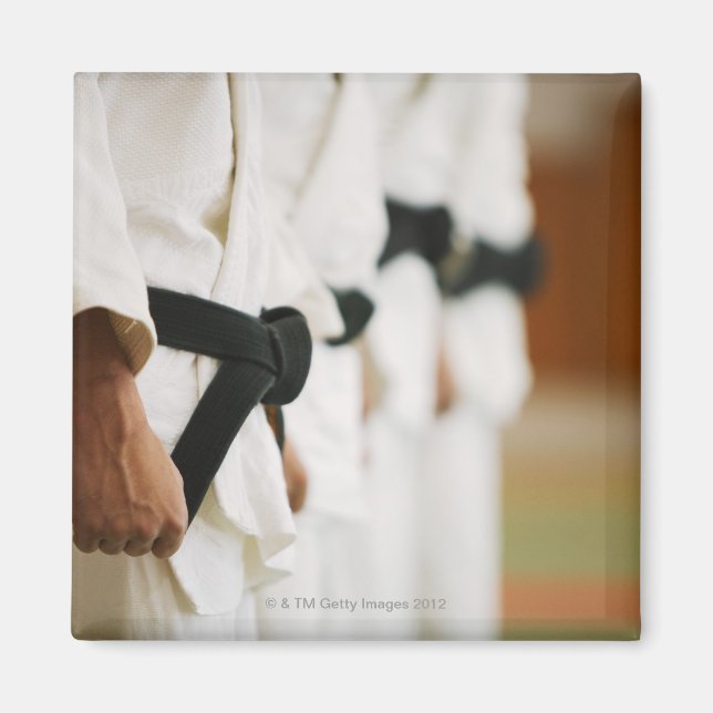 Members of a Judo Dojo Lined Up Magnet (Front)