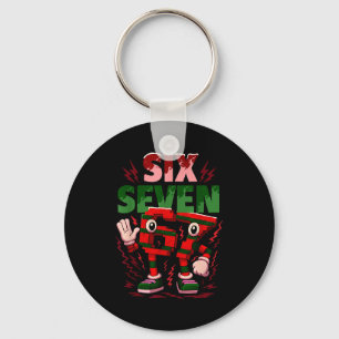 Meme 6 7 Six Seven Italian Brainrot Christmas Red Key Ring