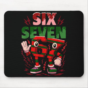 Meme 6 7 Six Seven Italian Brainrot Christmas Red  Mouse Pad