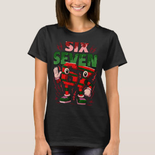 Meme 6 7 Six Seven Italian Brainrot Christmas Red  T-Shirt
