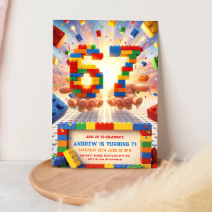 Meme 7th Birthday Building Blocks Birthday Invitation