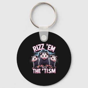 Meme Autistic Opossum Rizz Em With The Tism Autism Key Ring