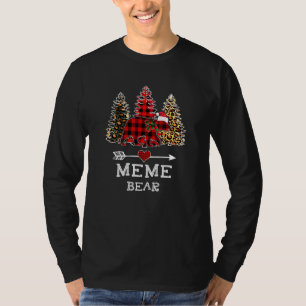 Meme Bear Christmas Tree Leopard Red Buffalo Famil T-Shirt