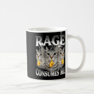 Meme Cat Rage Consumes Funny Silly Kitten for Men Coffee Mug
