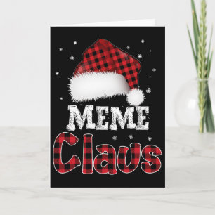 Meme Claus Christmas Red Plaid Pajama Family Match Card