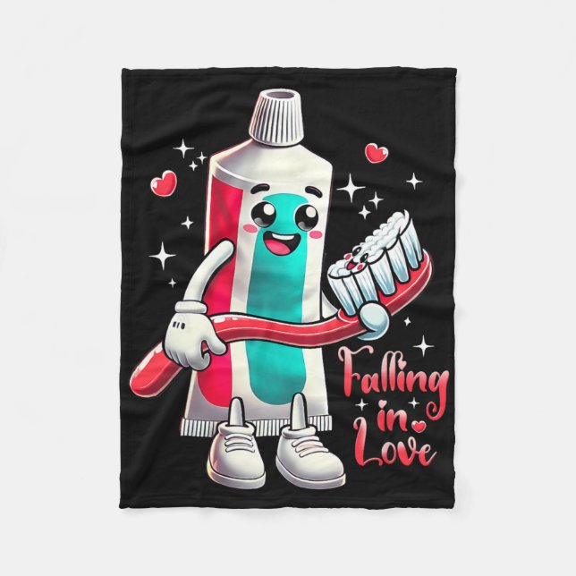 Meme Falling Inlove Valentine Toothpaste Love Toot Fleece Blanket (Front)