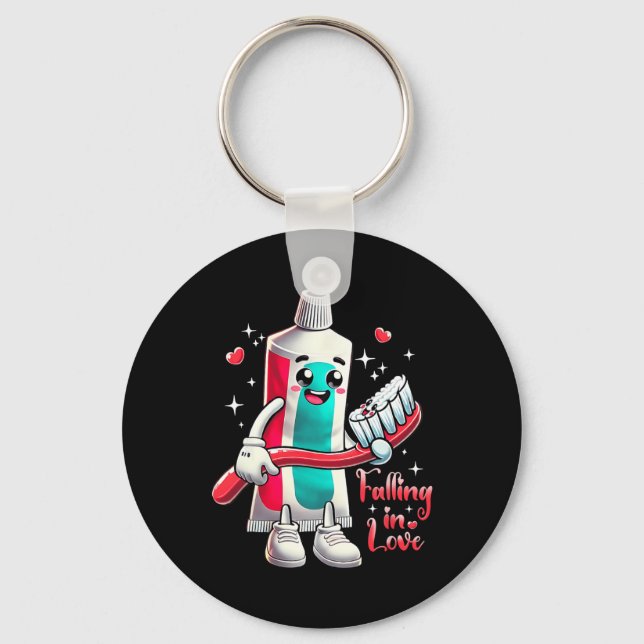 Meme Falling Inlove Valentine Toothpaste Love Toot Key Ring (Front)