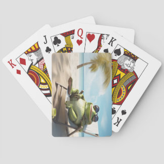 Meme Frog on Beach (CENSORED) Playing Cards