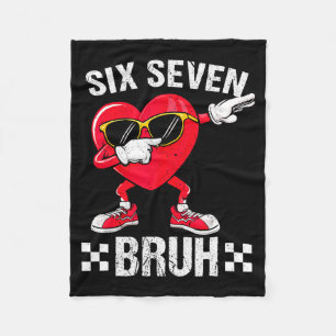 Meme Funny 67 Six Seven Bruh Heart Valentines Men  Fleece Blanket
