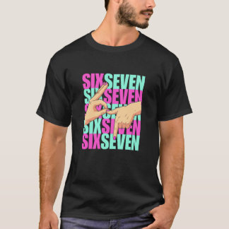 Meme Funny Six Seven Pink Blue Gen Alpha Slang Hum T-Shirt