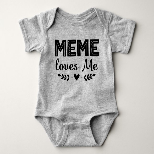 Meme Loves Me Gift for Grandchild Baby Bodysuit (Front)