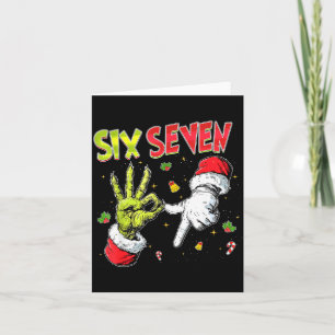 Meme Number 67 Bro Slang Six Seven Christmas Hand Card
