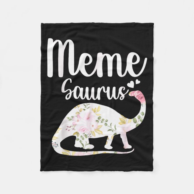 Meme Saurus Grandma Mother's Day Thanksgiving Chri Fleece Blanket (Front)