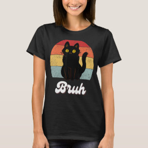 Meme saying Bruh with Vintage Cat Brother Boys Men T-Shirt