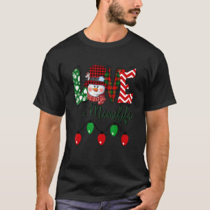 Meme Snowman Love Meme Life Christmas Red Plaid T-Shirt