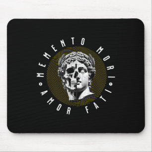 Memento Mori Amor Fati Skull Stoicism Quote Mouse Pad
